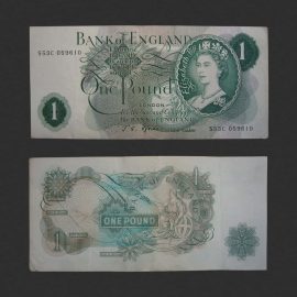 Bank of England 1 Pound Note, (1966–1970) – J.S. Fforde Signature, Queen Elizabeth II