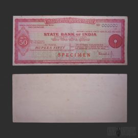 State Bank of India ₹50 Travellers Cheque Specimen 1979 Calcutta Vintage Travellers Cheque