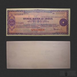 State Bank of India ₹500 Travellers Cheque Specimen 1979 Calcutta Vintage Travellers Cheque